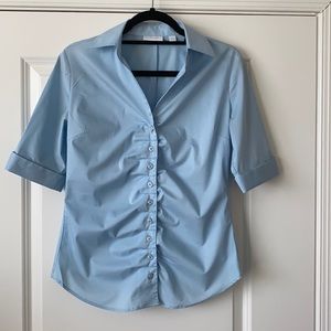 New York & Co. | Short Sleeve Ruched Button Down